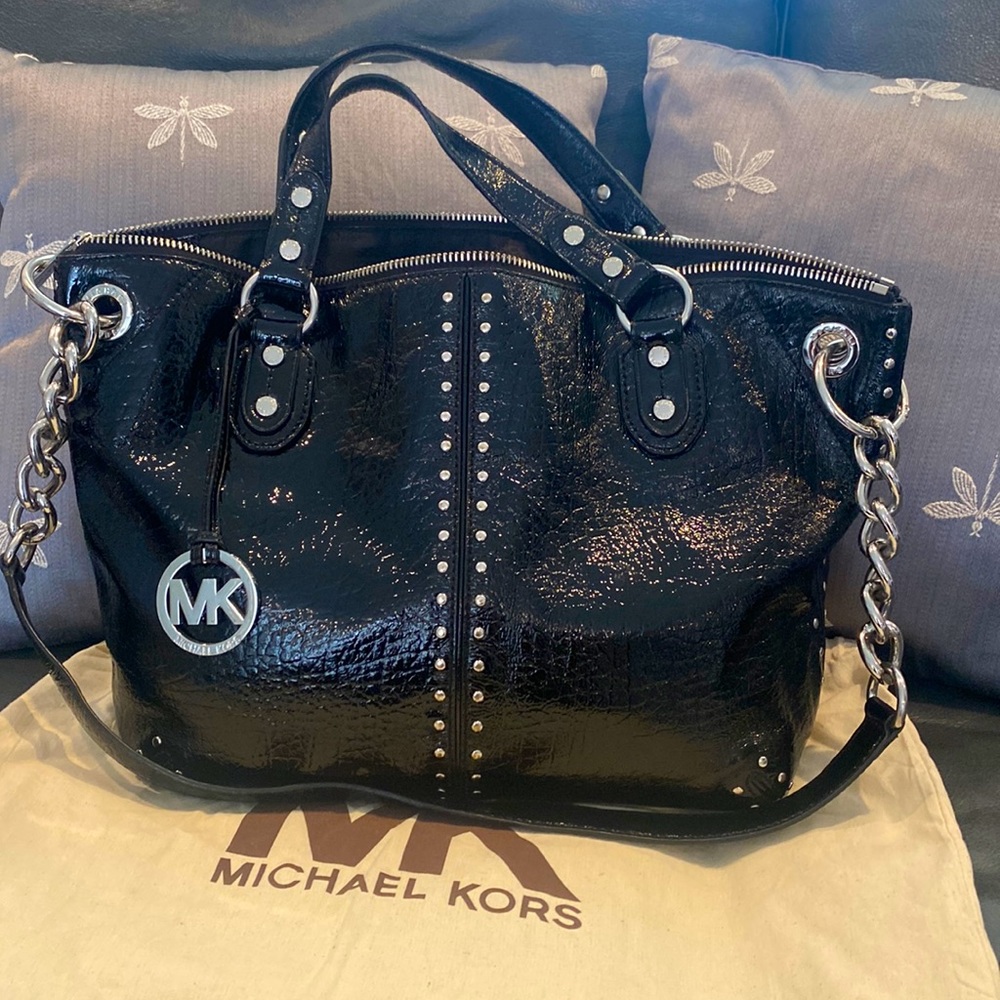 Michael Kors black patent satchel